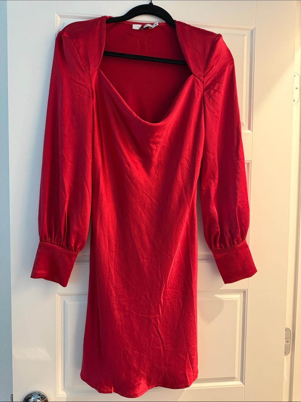 LUSH Satin Red Cowl Neck Women’s Dress